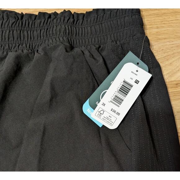 MTA Sport Crop Pants Womens Plus SZ 3X Black Drawstring Elastic Waist Wide Leg - Picture 7 of 15